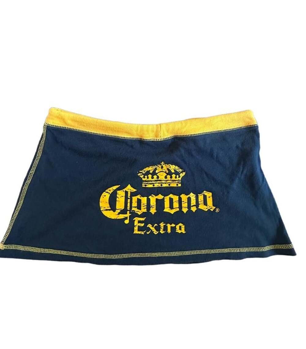 Corona Extra Skirt Blue Yellow Drawstring Mini skirt size medium